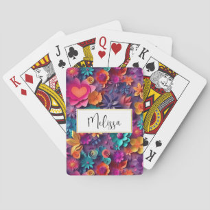 Colourful Spring Flowers Pattern Playing Cards