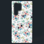 Colourful spring flowers pattern samsung galaxy case<br><div class="desc">Watercolors of colourful spring flowers in a seamless pattern with a transparent background.</div>