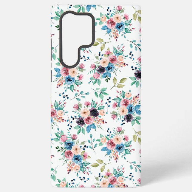 Colourful spring flowers pattern samsung galaxy s22 ultra case (Back)