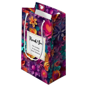 Colourful Spring Flowers Pattern Thank You Small Gift Bag
