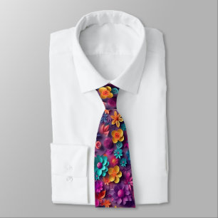 Colourful Spring Flowers Pattern Tie