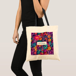 Colourful Spring Flowers Pattern Tote Bag