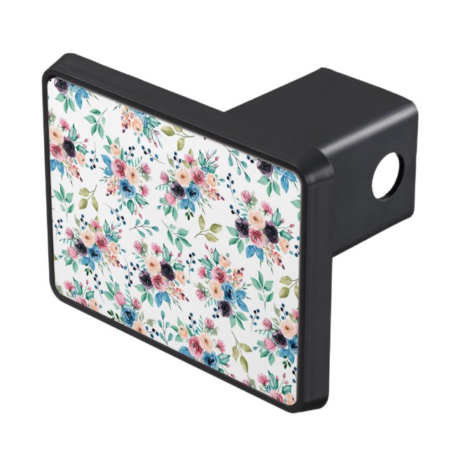Colourful spring flowers pattern trailer hitch cover (Top Right)