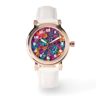 Colourful Spring Flowers Pattern Watch