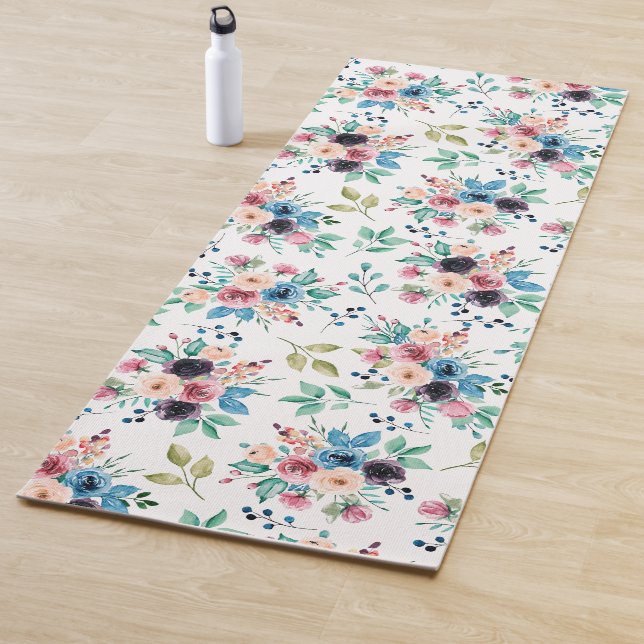 Colourful spring flowers pattern yoga mat (In Situ)