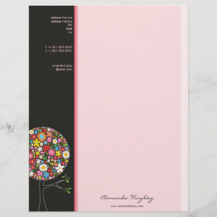 Colourful Spring Flowers Pop Tree Whimsical & Chic Letterhead