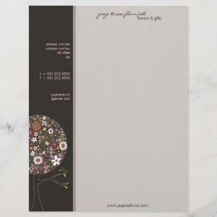 Colourful Spring Flowers Pop Tree Whimsical & Chic Letterhead