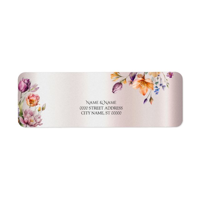 Colourful Spring Flowers Return Address Label (Front)