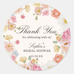 Colourful Spring Flowers Thank You Classic Round Sticker