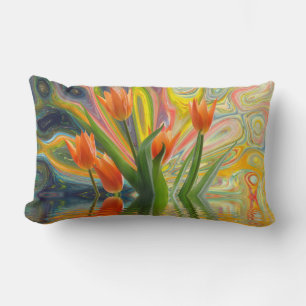 Colourful Spring Flowers Tulips Lumbar Pillow