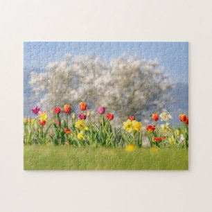 Colourful Spring Flowers with Tulips and Daffodils Jigsaw Puzzle