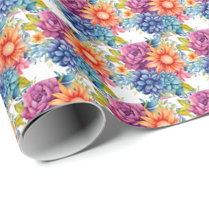 Colourful Spring Flowers Wrapping Paper