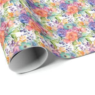 Colourful Spring Flowers Wrapping Paper