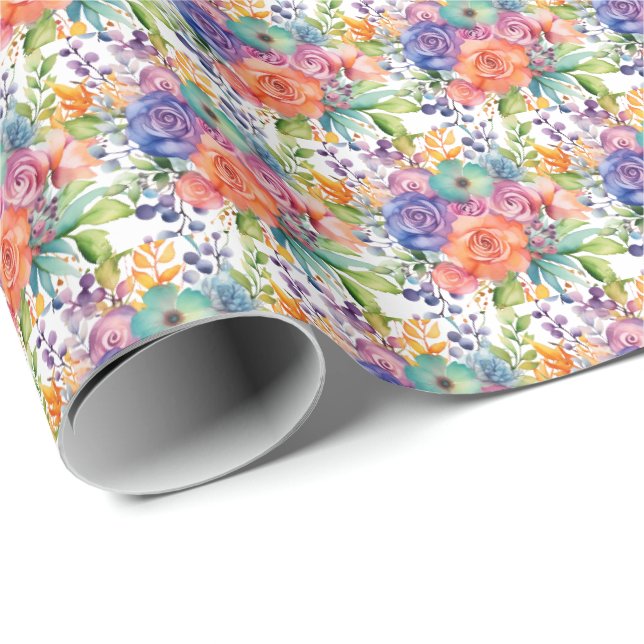 Colourful Spring Flowers Wrapping Paper (Roll Corner)