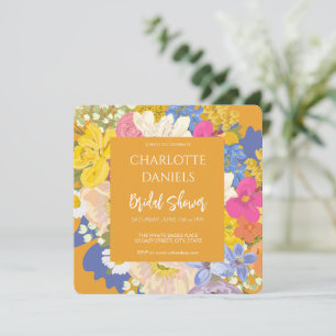 Colourful Spring Garden Bouquet Bridal Shower Invitation
