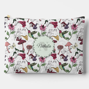 Colourful Spring Garden Hummingbird Floral Toiletr Accessory Pouch