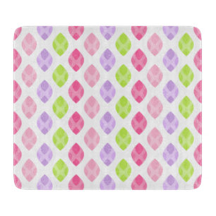 Colourful Spring Leaves Pink Green Purple Pattern Cutting Board