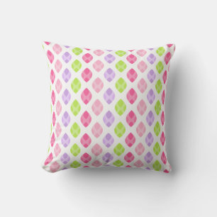 Colourful Spring Leaves Pink Green Purple Pattern Throw Pillow