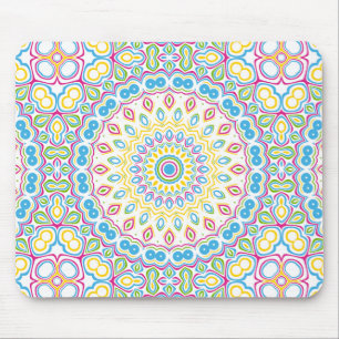 Colourful Spring Mandala Medallion Mouse Pad