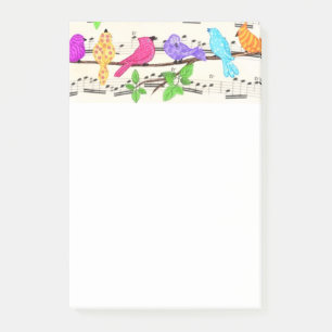 Colourful Spring Musical Birds Post-it® Notes