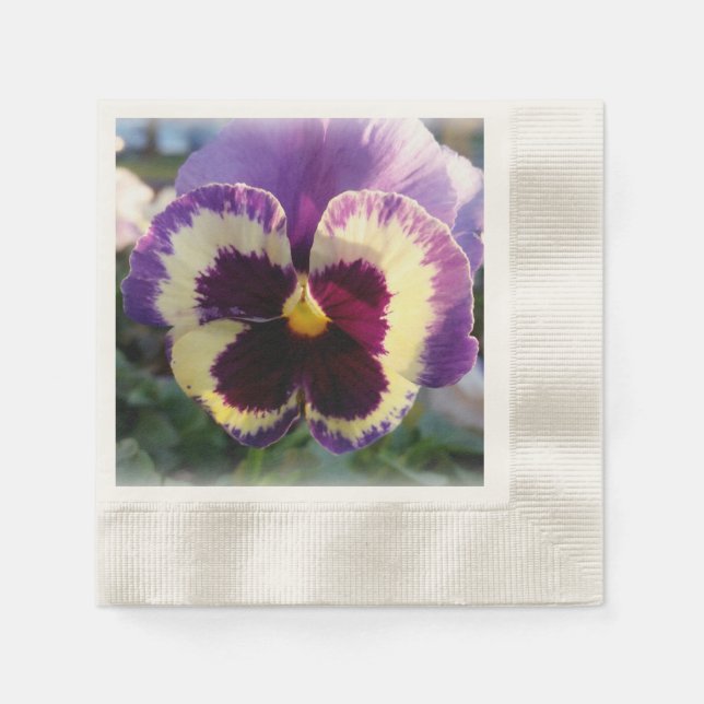 colourful spring Pansy Napkin (Front)