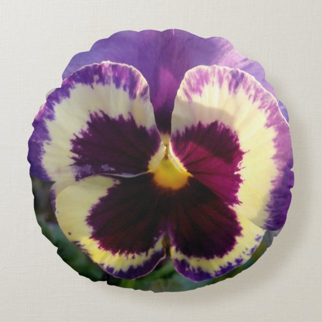 colourful spring Pansy Round Pillow (Front)