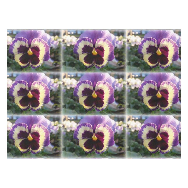 colourful spring Pansy Tablecloth (Front (Horizontal))