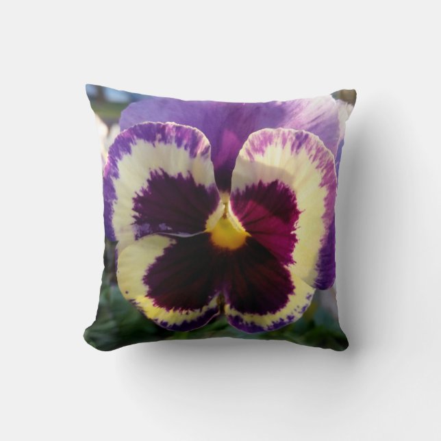 colourful spring Pansy Throw Pillow (Front)