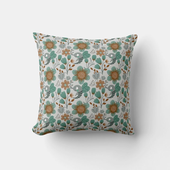 Colourful Spring Pattern Throw Pillow (Front)
