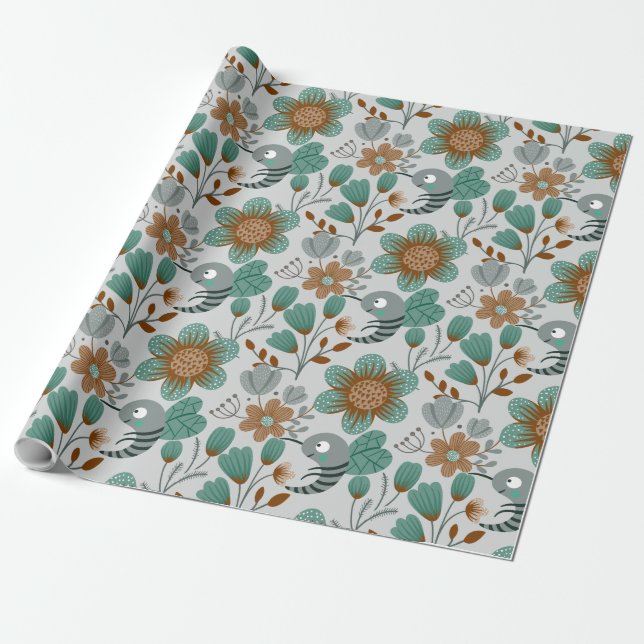 Colourful Spring Pattern Wrapping Paper (Unrolled)