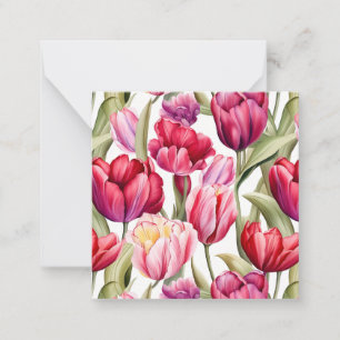 Colourful Spring Peony Blooms Square Flat Card