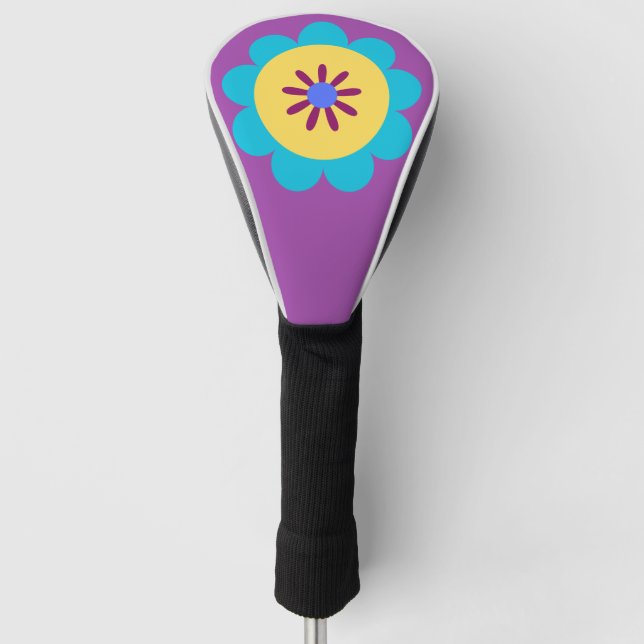 Colourful Spring Retro Doodle Flower Golf Head Cover (Front)