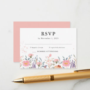 Colourful Spring Simple Wildflower Wedding RSVP Enclosure Card