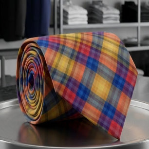 Colourful Spring Summer Fashion Chequered Stripes Tie
