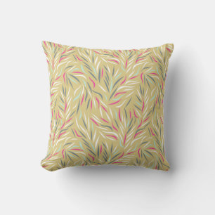 Colourful Spring Summer Foliage Pattern Throw Pillow