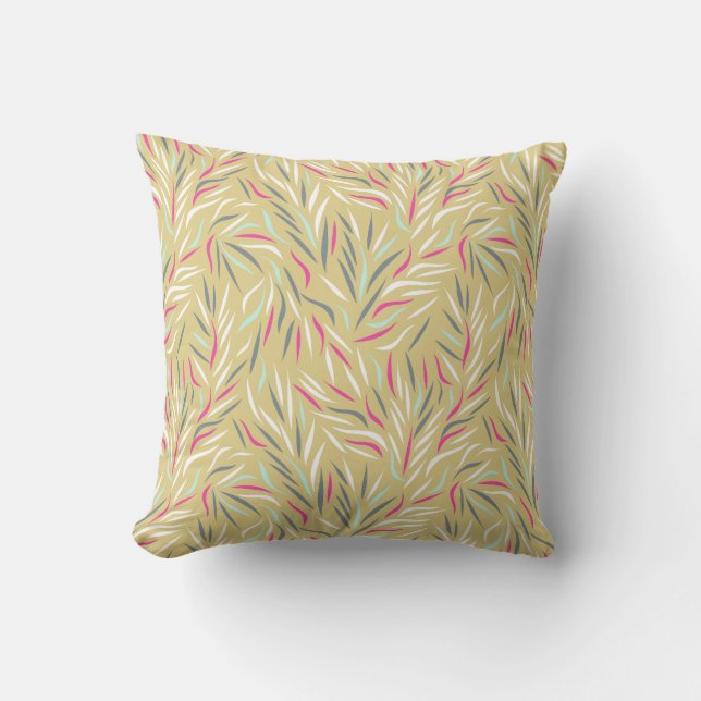 Colourful Spring Summer Foliage Pattern Throw Pillow (Front)