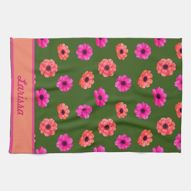  Colourful Spring Tropical Flowers Pattern Name  Kitchen Towel (Horizontal)