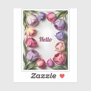 Colourful Spring Tulip Frame Pink Purple Blossoms