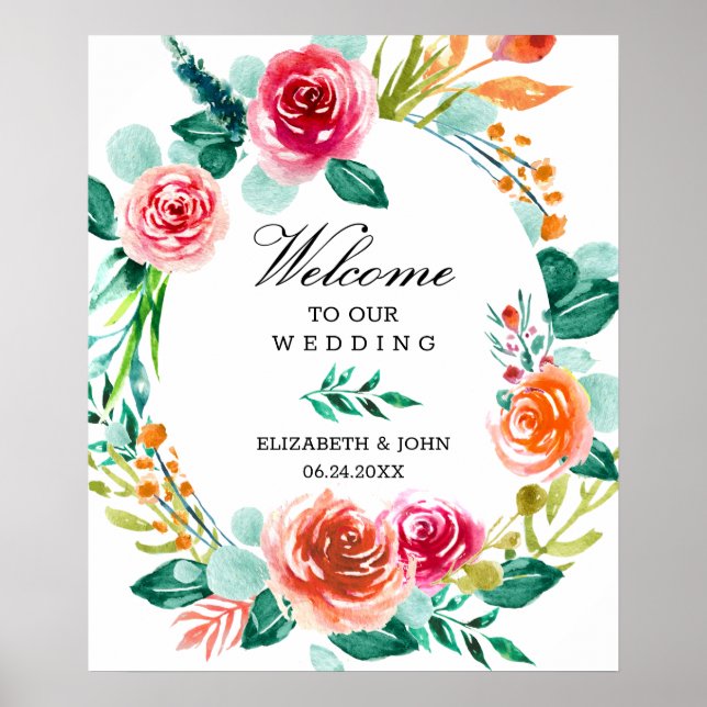 Colourful Spring Vibes Wedding Welcome Sign (Front)