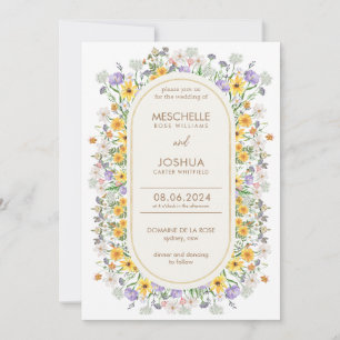 Colourful Spring Wildflower, Garden Flowers Weddin Invitation