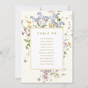 Colourful Spring Wildflower Gold Seating Chart car Invitation