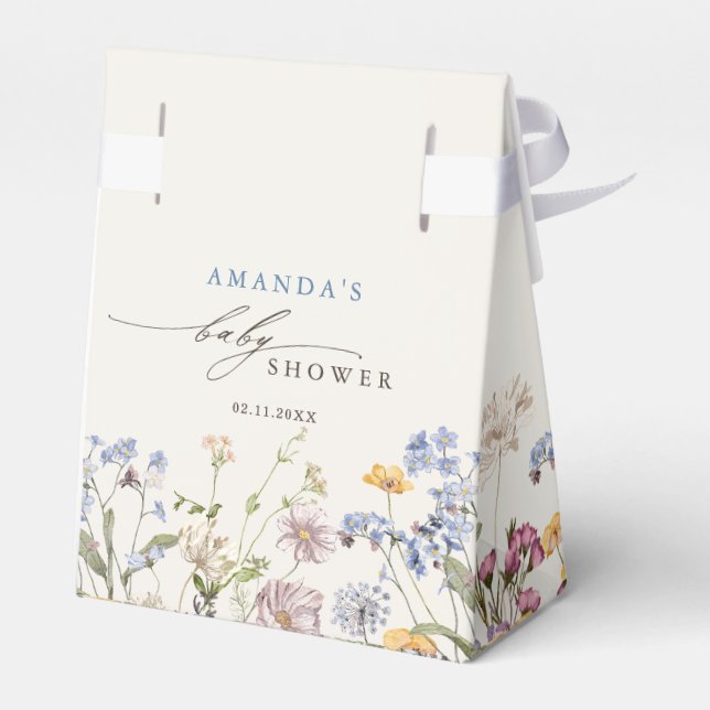 Colourful Spring Wildflower Meadow  Baby Shower Favor Box (Back Side)