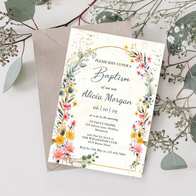 Colourful Spring Wildflower Meadow Baptism Invitation (Creator Uploaded)