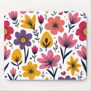 Colourful Spring Wildflower Meadow Botanical Mouse Pad