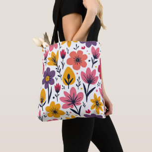 Colourful Spring Wildflower Meadow Botanical Tote Bag