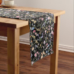 Colourful Spring Wildflower Meadow Garden Black Short Table Runner<br><div class="desc">The cheerful design features colourful watercolor wildflowers mixed with lush greenery foliage.</div>