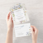 Colourful Spring Wildflower Meadow Garden Wedding  All In One Invitation<br><div class="desc">Capture the beauty of nature on your special day with our exquisite wildflower watercolor all in one wedding invitations. Elegant, unique, and blooming with love. Use the text fields to personalize your design with your own wording and details. If you want to change the font style, colour or text placement,...</div>