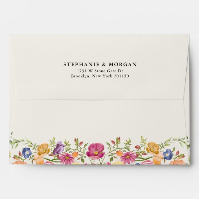 Colourful Spring Wildflower Meadow Garden Wedding  Envelope (Back (Top Flap))