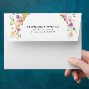 Colourful Spring Wildflower Meadow Garden Wedding Envelope