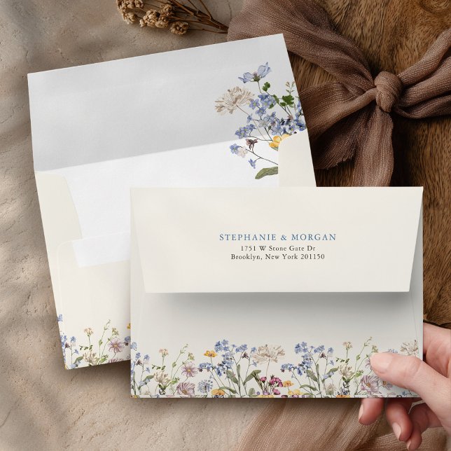 Colourful Spring Wildflower Meadow Garden Wedding  Envelope (Colorful Spring Wildflower Meadow Garden Wedding Envelope)